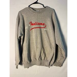 Vintage IU Indiana Embroidered Logo Gray Crewneck Sweater Men's Size Large